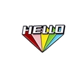Colorful enamel brooch with HELLO lettering and vibrant five-color rainbow fan design - HELLO (CC2093)