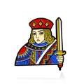 Creative King of Hearts enamel pin with sword design and vibrant red finish - King (CC2123)