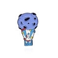 Creative enamel pin featuring a white bunny in a purple moon hot air balloon - Purple Moon Rabbit Hot Air Balloon (CC2287)