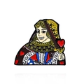 Creative playing card Queen enamel pin with vibrant red hearts and golden details - Queen (CC2124)