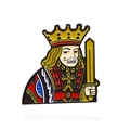 Enamel poker King pin with red and black heart suit design in gold plated alloy - Jack (CC2125)