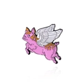 Épinglette créative cochon volant rose avec ailes blanches et détails dorés - Style Cochon Volant (CC2321)
