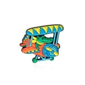 Colorful cartoon crocodile piloting biplane enamel pin variant for kids and collectors. - Crocodile Driving Airplane Style (CC2307)