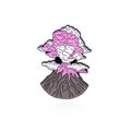 Broche en alliage de zinc émaillé représentant un volcan gris avec fumée rose et blanche - Design Volcan (CC2322)