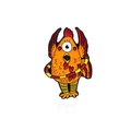 Broche créative en émail de coq orange borgne avec ailes rouges et détails rayés - Style Coq Borgne (CC632)