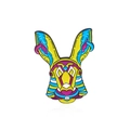 Bunte geometrische Kaninchen Emaille Anstecknadel in Gelb Blau Lila aus Zinklegierung - Bunter geometrischer Hase (CC2315)