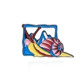 Cartoon-Schnecke Emaille-Anstecknadel mit gelbem Körper und gestreiftem Gehäuse - Blasenschnecke (CC2319)