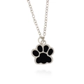 Minimalist animal paw pendant necklace in silver finish with black enamel detailing - Black (XL042)