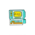 Cartoon retro computer enamel brooch pin with aurora screen design and green housing - Retro Computer Style (CC2348)