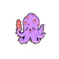 Kreative Emaille-Anstecknadel lila Oktopus mit Tanghulu und Herzmustern - Oktopus (CC2342)