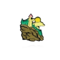 Minimalist enamel landscape brooch with lighthouse mountain sunset and forest design - Lighthouse Landscape Style (CC2306)