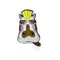 Cartoon Nilpferd Emaille-Anstecknadel mit Krone aus bunt lackiertem Metallfinish - Cc2417