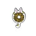 Cartoon weiße Katze mit gelben Streifen hält Schokolade Donut Emaille Brosche Pin - Cc2418