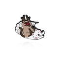 Cartoon Emaille Katzenbrosche mit Siam Rentierkatze und weißem Kätzchen Design - Rentiergeweih und liegende Katze (CC2393)