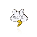 Pin's en émail de nuage blanc musclé avec oreilles de lapin et éclair jaune vif - Style Nuage Musclé Éclair (CC1585)