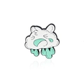 Broche en émail nuage qui pleure avec larmes vert menthe et visage mignon - Style Nuage de Pluie en Pleurs (CC1586)