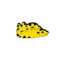 Spilla smaltata con gatto giallo dei cartoni animati in posa rilassata per zaini - Stile Sdraiato (CC013)