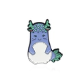 Broche en émail dragon violet mignon avec écailles vertes et détail de chapeau champignon - Dragon Champignon Violet Blanc (CC2264)