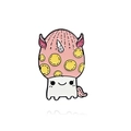 Épinglette mignonne en émail champignon licorne rose avec des pois et un design de dessin - Licorne Champignon Rose (CC2266)