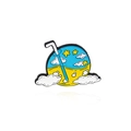 Épingle en émail lune endormie sur nuages avec fond bleu et jaune ciel étoilé - Style Coupe Ciel Étoilé (CC2407)
