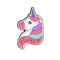 Badge licorne en émail avec crinière pastel et texte lucky pour décoration de mode - Style Licorne (CC2429)