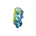 Artistic enamel pin with abstract male portrait in blue and yellow geometric style - Blue Collage Art Head (CC2350)