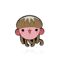 Broche singe mignonne en émail avec chapeau champignon pour décoration de vêtements - Singe Champignon Rose Brun (CC2268)