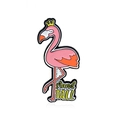 Broche flamant rose en émail avec couronne dorée et texte stand TALL pour accessoires - Style Flamant Rose (CC2432)