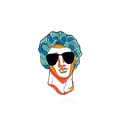 Artistic David plaster head brooch with stylish black sunglasses and cyan hair design - Sunglasses Art David Head (CC2352)
