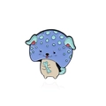 Pin's émaillé créatif représentant un chien avec chapeau champignon violet et os bleu - Chien Champignon Violet Avec Os (CC2270)