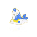 Cartoon koi fish enamel brooch with umbrella and clouds in vibrant blue and yellow - White Cloud Base Style (CC1301)