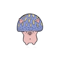 Broche en émail cochon rose portant un chapeau champignon bleu pour vêtements à la mode - Cochon Rose Champignon Bonnet Bleu (CC2271)
