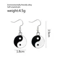 Kreative schwarz-weiße Yin Yang Ohrhänger aus umweltfreundlicher Legierung mit Haken - Tai Chi Yin Yang Stil (RH027)