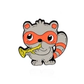 Cartoon-Waschbär Emaille-Anstecknadel mit Trompete, süße Tier-Musiker-Brosche für Kinder - Waschbär Spielt Trompete (CC2425)
