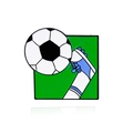 Pin esmaltado de fútbol con balón clásico y bota azul sobre un fondo cuadrado verde - Estilo Zapato de Fútbol (CC211)