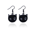 Orecchini a gatto bianchi e neri con ganci e design dallo stile minimalista - Testa di Gatto Nera Baffi Bianchi (RH900)