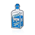 Spilla smaltata bottiglia dei sogni blu e bianca con scritte su nastro Good Friend - CC1336 (Friend)