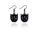 Orecchini a gatto nero con design minimalista del viso e chiusura a gancetto - Testa di Gatto Minimalista Bianco e Nero (RH903)
