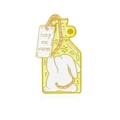 Broche émaillée lapin mignon avec slogan 'keep me warm' et détails dorés sur fond blanc - Style Lapin en Bouteille avec Étiquette (CC1780)
