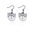 Orecchini a gatto con fiocchi neri e smalto bianco per un look alla moda e trendy - Testa di Gatto Bianca con Papillon Rosso (RH907)