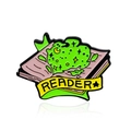 Spilla libro in smalto con nebulosa magica verde e striscione Reader giallo - Stile Libro Magico (CC2275)