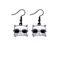 Divertenti orecchini a gatto bianco con occhiali da sole e ganci in metallo nero - Gatto Bianco Cool con Occhiali da Sole (RH908)
