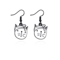Orecchini a forma di gatto cartone animato bianco e nero con fiocco a pois chic - Gatto Carino con Fiocco (RH909)