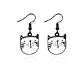 Orecchini a gatto carini in bianco e nero con design a gancio per donne - Gatto Bianco Tondo con Bordo Nero (RH911)