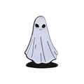 Creative white enamel ghost brooch with black metal outlines for spooky Halloween style - Ghost Shape Style / Classic Ghost Style (CC123)