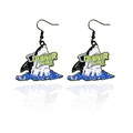 Orecchini creativi a forma di squalo con scritta 'DINNER TIME' e onde blu - Squalo Cena Blu (RH914)