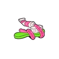 Creative alloy enamel brooch with pink and green Time Flies lettering design - Toothbrush Toothpaste Style (CC405)