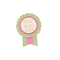Mint green and pink BEST MUM EVER flower badge brooch in gold-plated zinc alloy - Green Pink Medal Badge (Best Mum Ever)