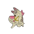 Pin's émaillé chien cupidon gris avec ruban et texte Come on lover créatif - Style Chien Cœur (CC1031)