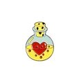 Cartoon enamel brooch featuring a yellow potion bottle with a red heart and cork - Round Flask With Heart (CC1711)